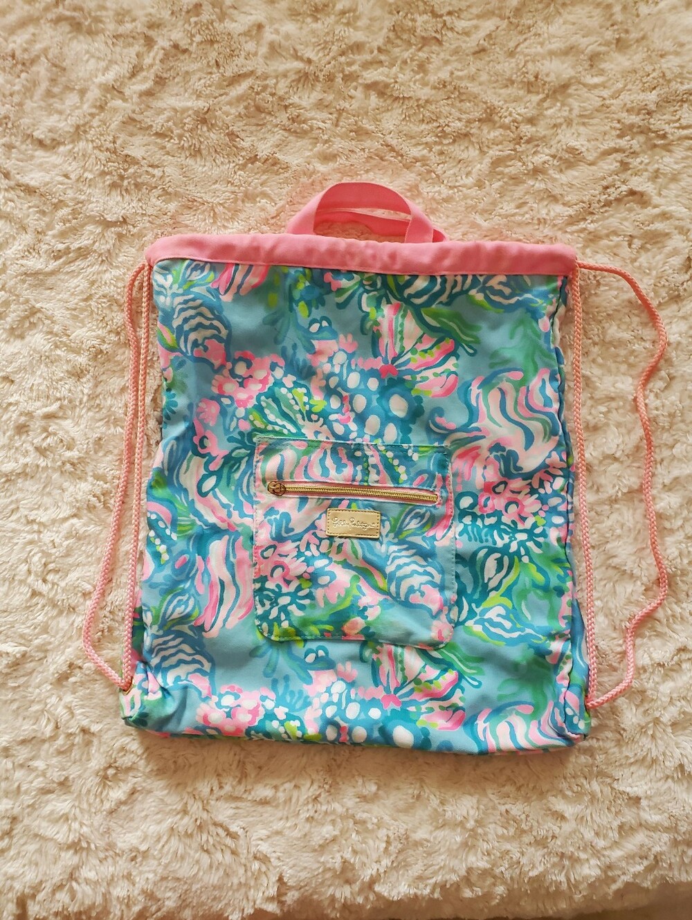 Lilly Pulitzer Aqua La Vista Drawstring Backpack